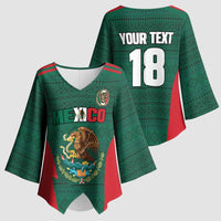 Custom Mexico Football Kimono Sleeve Blouse Aztec Eagle Spirit - Wonder Print Shop