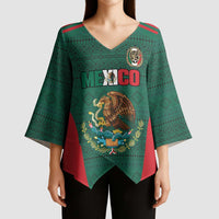 Custom Mexico Football Kimono Sleeve Blouse Aztec Eagle Spirit - Wonder Print Shop