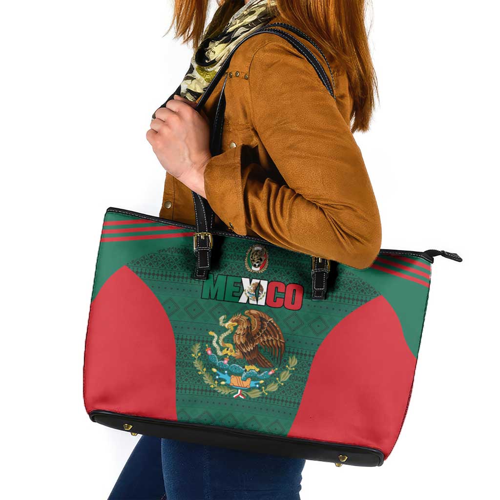 Mexico Football Leather Tote Bag Aztec Eagle Spirit - Wonder Print Shop