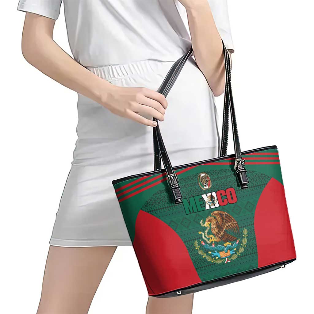 Mexico Football Leather Tote Bag Aztec Eagle Spirit - Wonder Print Shop