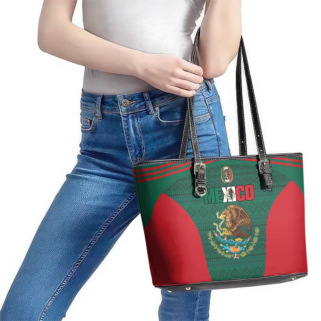 Mexico Football Leather Tote Bag Aztec Eagle Spirit - Wonder Print Shop