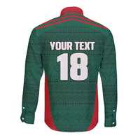 Custom Mexico Football Long Sleeve Button Shirt Aztec Eagle Spirit - Wonder Print Shop