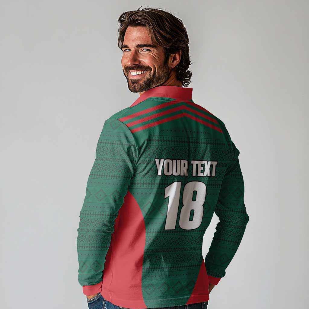 Custom Mexico Football Long Sleeve Polo Shirt Aztec Eagle Spirit - Wonder Print Shop