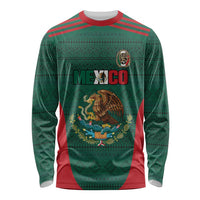 Custom Mexico Football Long Sleeve Shirt Aztec Eagle Spirit - Wonder Print Shop