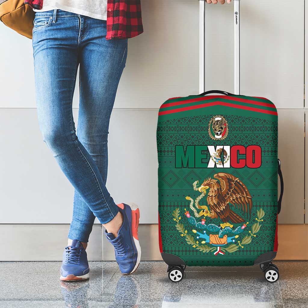 Mexico Football Luggage Cover Aztec Eagle Spirit - Wonder Print Shop