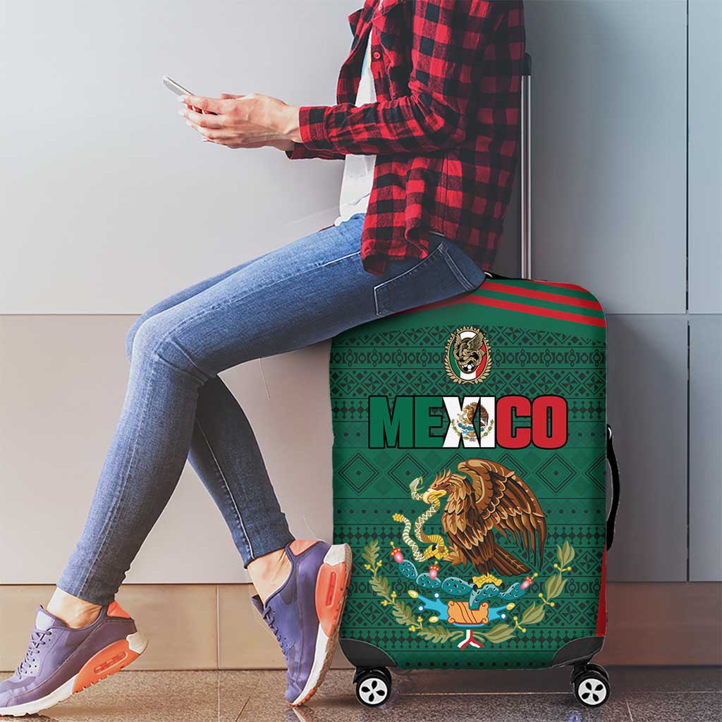 Mexico Football Luggage Cover Aztec Eagle Spirit - Wonder Print Shop