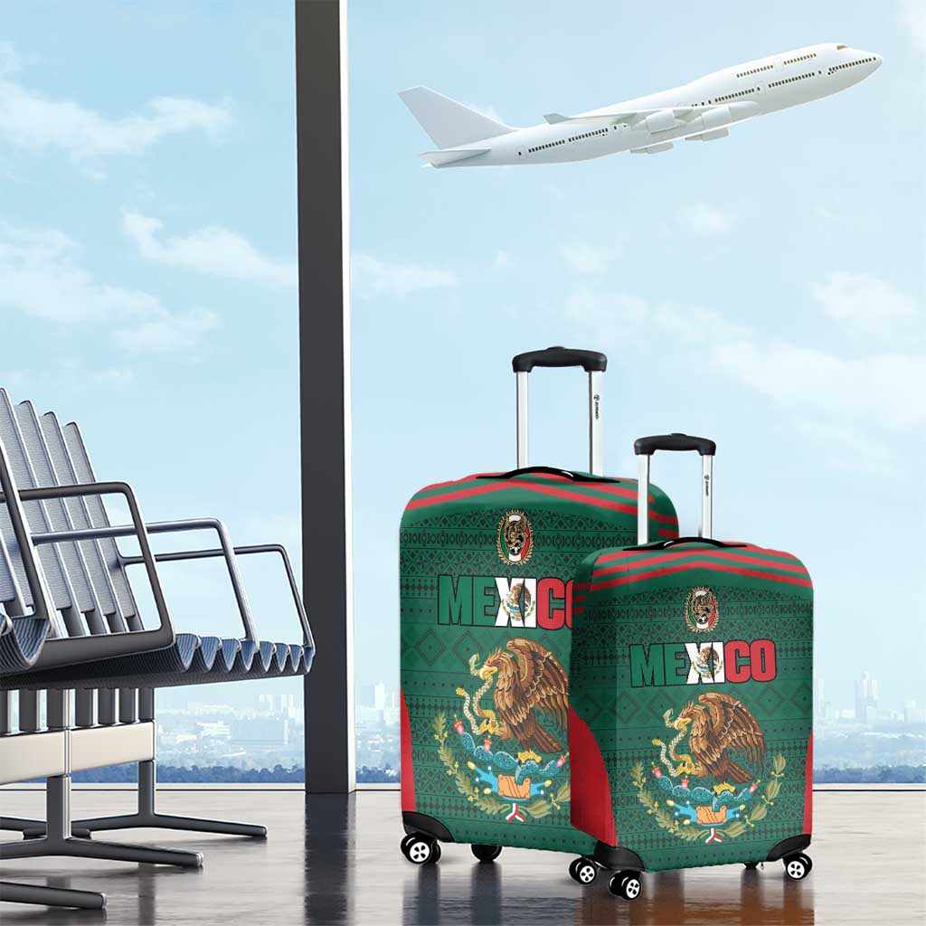 Mexico Football Luggage Cover Aztec Eagle Spirit - Wonder Print Shop
