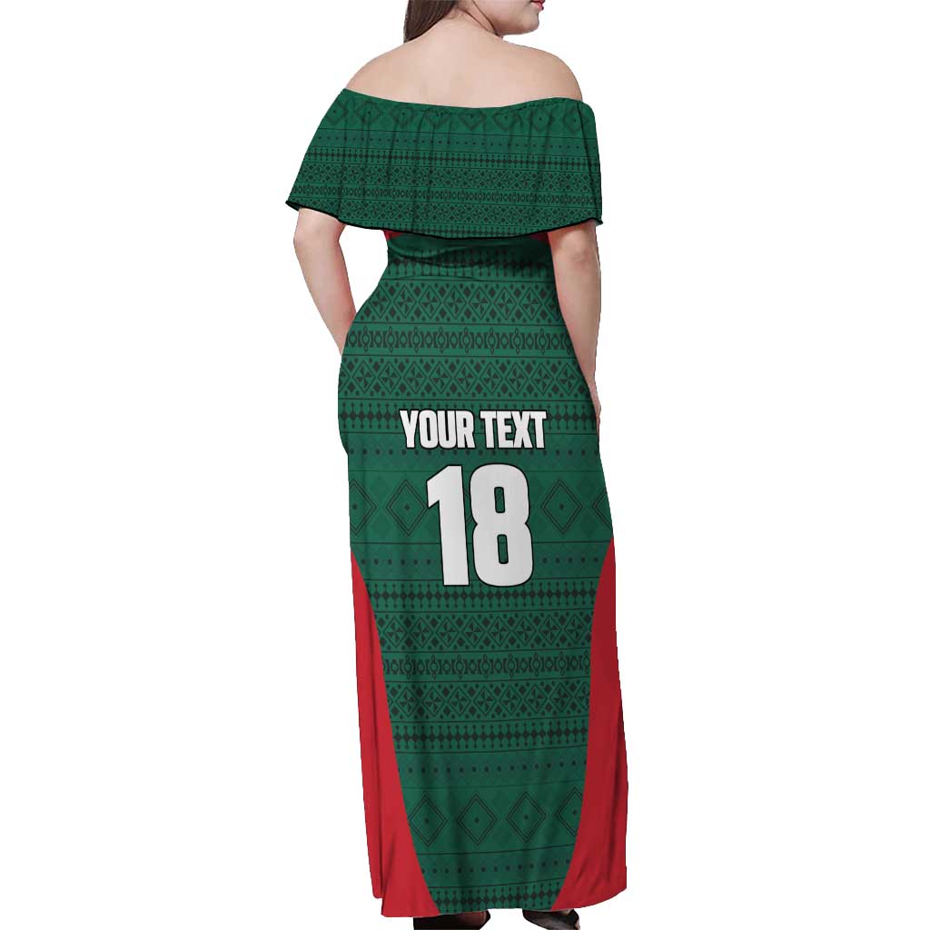 Custom Mexico Football Off Shoulder Maxi Dress Aztec Eagle Spirit - Wonder Print Shop