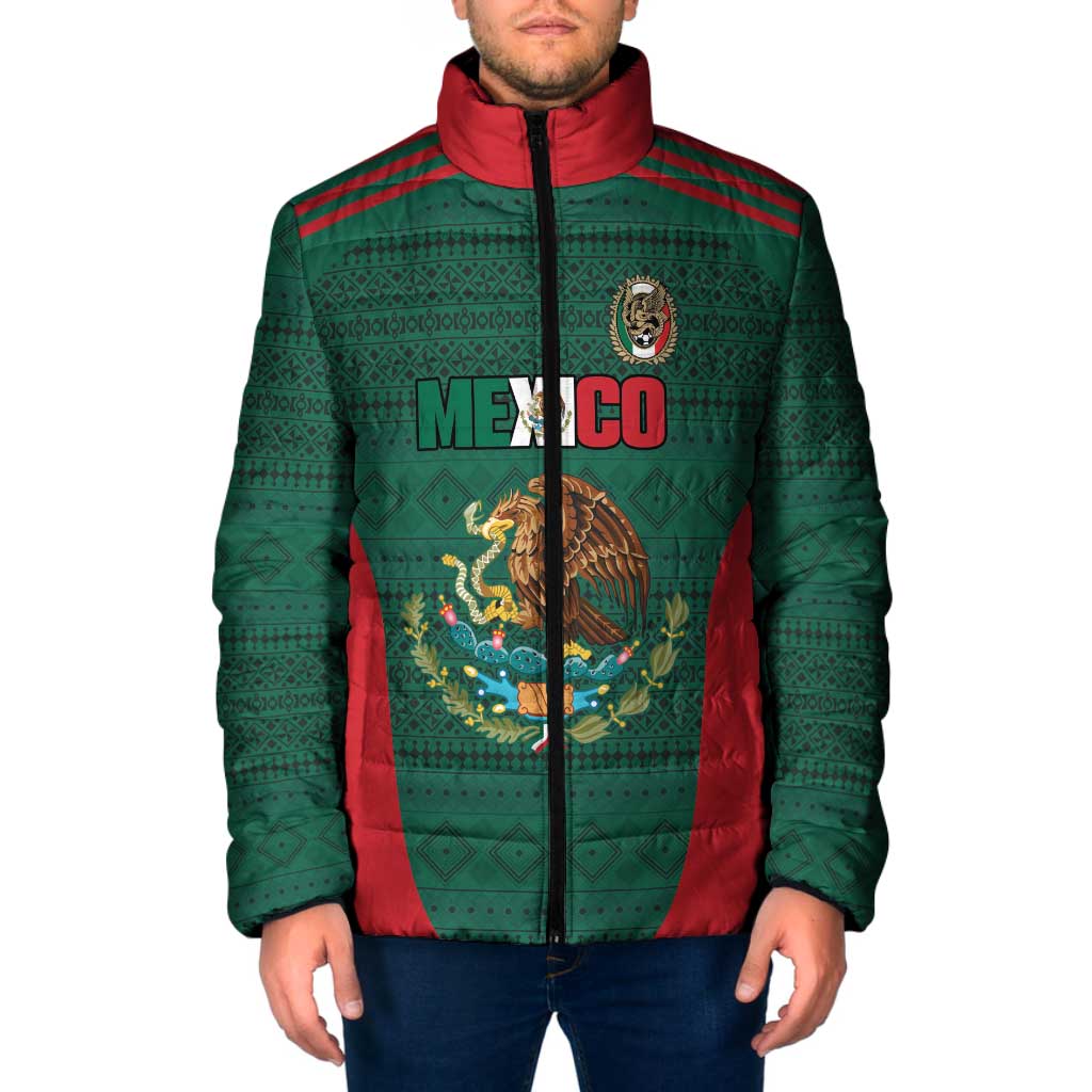 Custom Mexico Football Padded Jacket Aztec Eagle Spirit - Wonder Print Shop