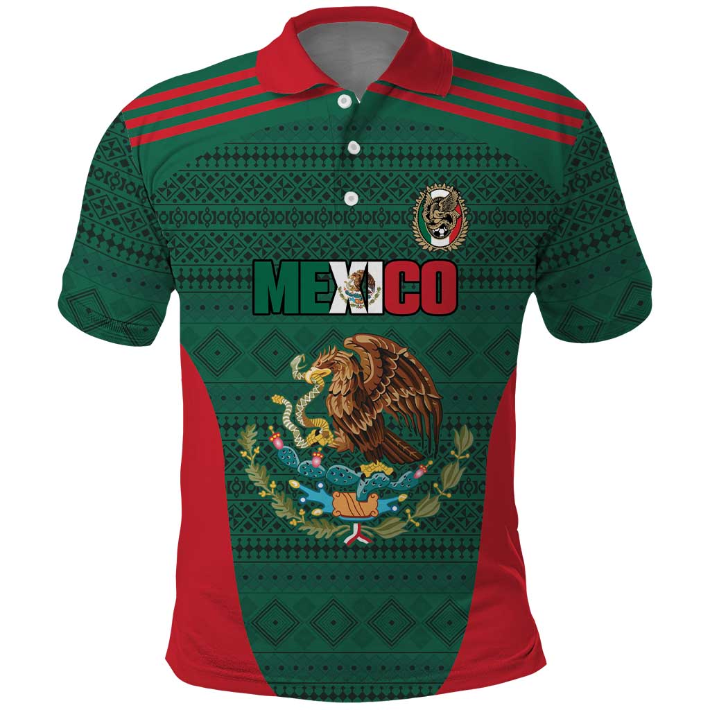 Custom Mexico Football Polo Shirt Aztec Eagle Spirit - Wonder Print Shop