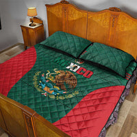 Mexico Football Quilt Bed Set Aztec Eagle Spirit - Wonder Print Shop