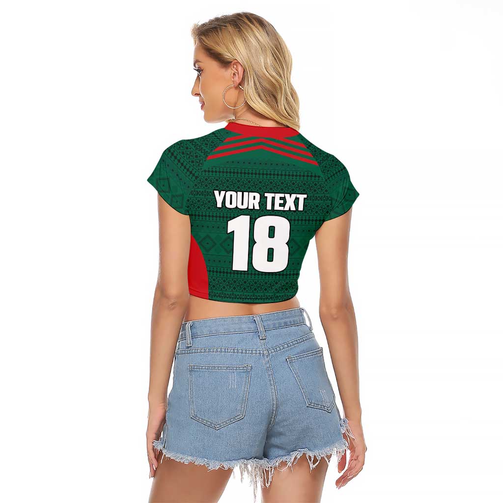 Custom Mexico Football Raglan Cropped T Shirt Aztec Eagle Spirit - Wonder Print Shop