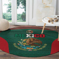 Mexico Football Round Carpet Aztec Eagle Spirit - Wonder Print Shop