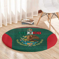Mexico Football Round Carpet Aztec Eagle Spirit - Wonder Print Shop