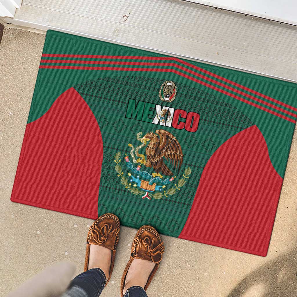 Mexico Football Rubber Doormat Aztec Eagle Spirit - Wonder Print Shop