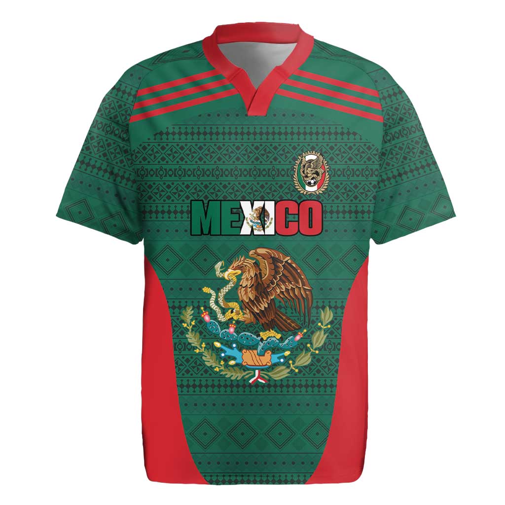 Custom Mexico Football Rugby Jersey Aztec Eagle Spirit - Wonder Print Shop