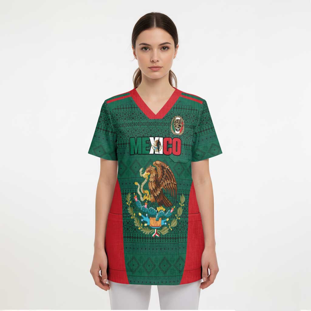 Custom Mexico Football Scrub Top Aztec Eagle Spirit - Wonder Print Shop