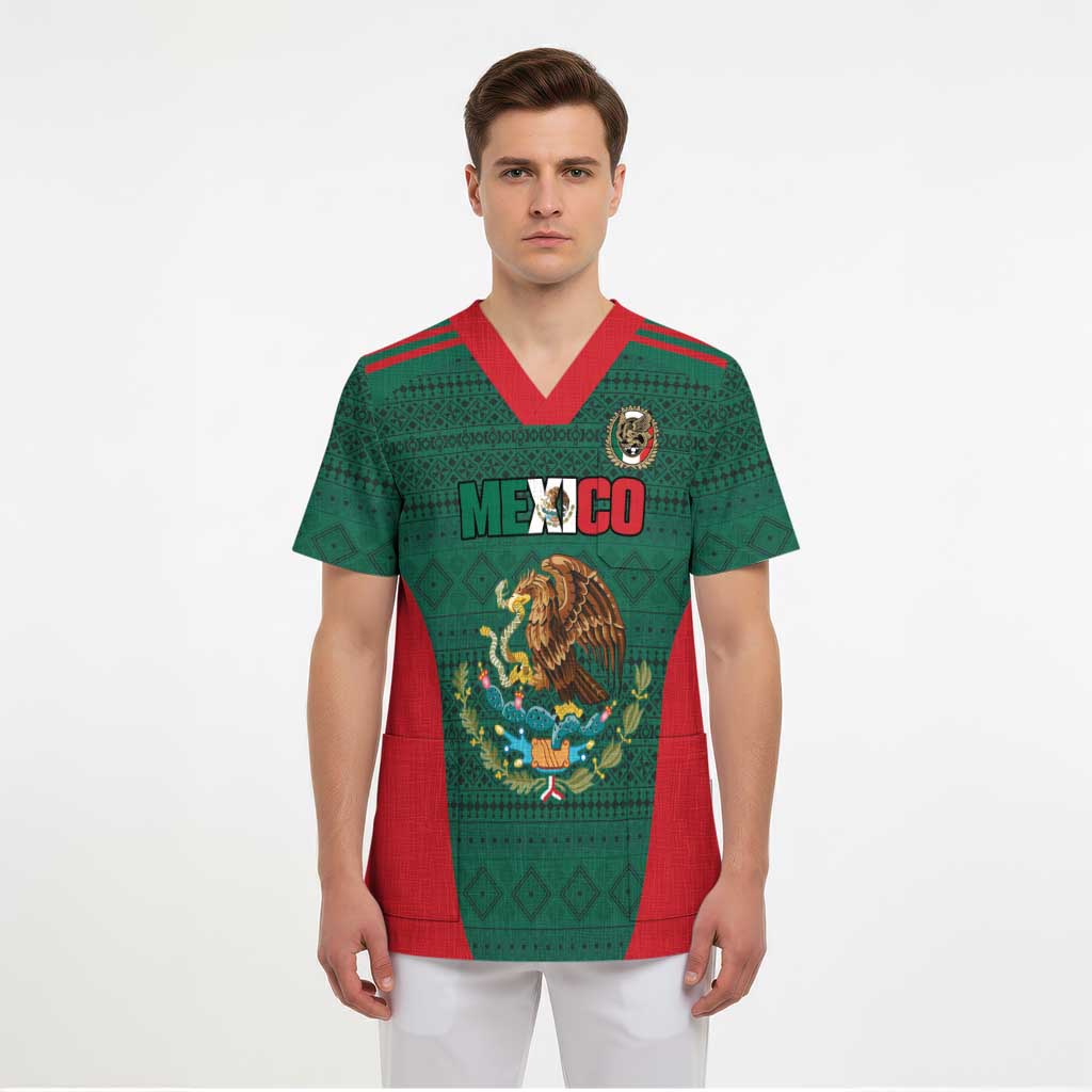Custom Mexico Football Scrub Top Aztec Eagle Spirit - Wonder Print Shop
