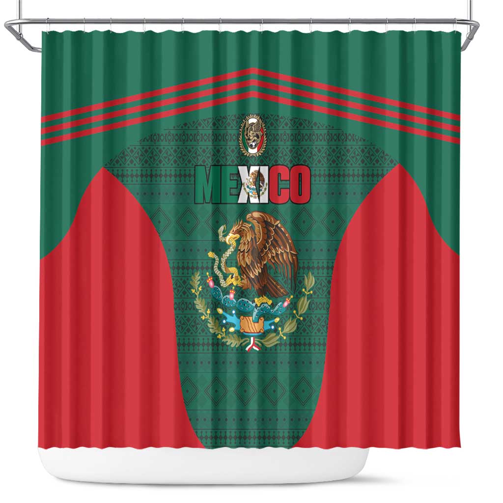 Mexico Football Shower Curtain Aztec Eagle Spirit - Wonder Print Shop