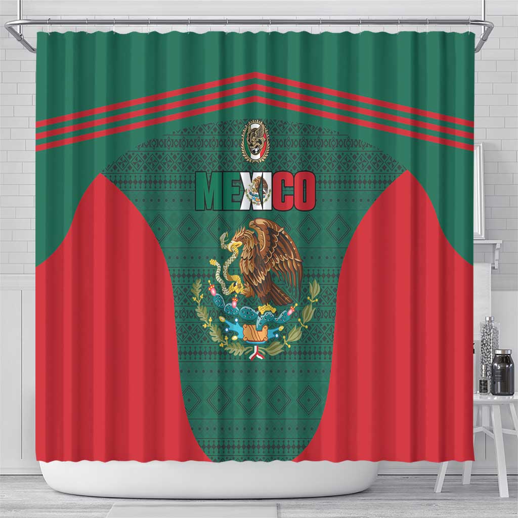 Mexico Football Shower Curtain Aztec Eagle Spirit - Wonder Print Shop