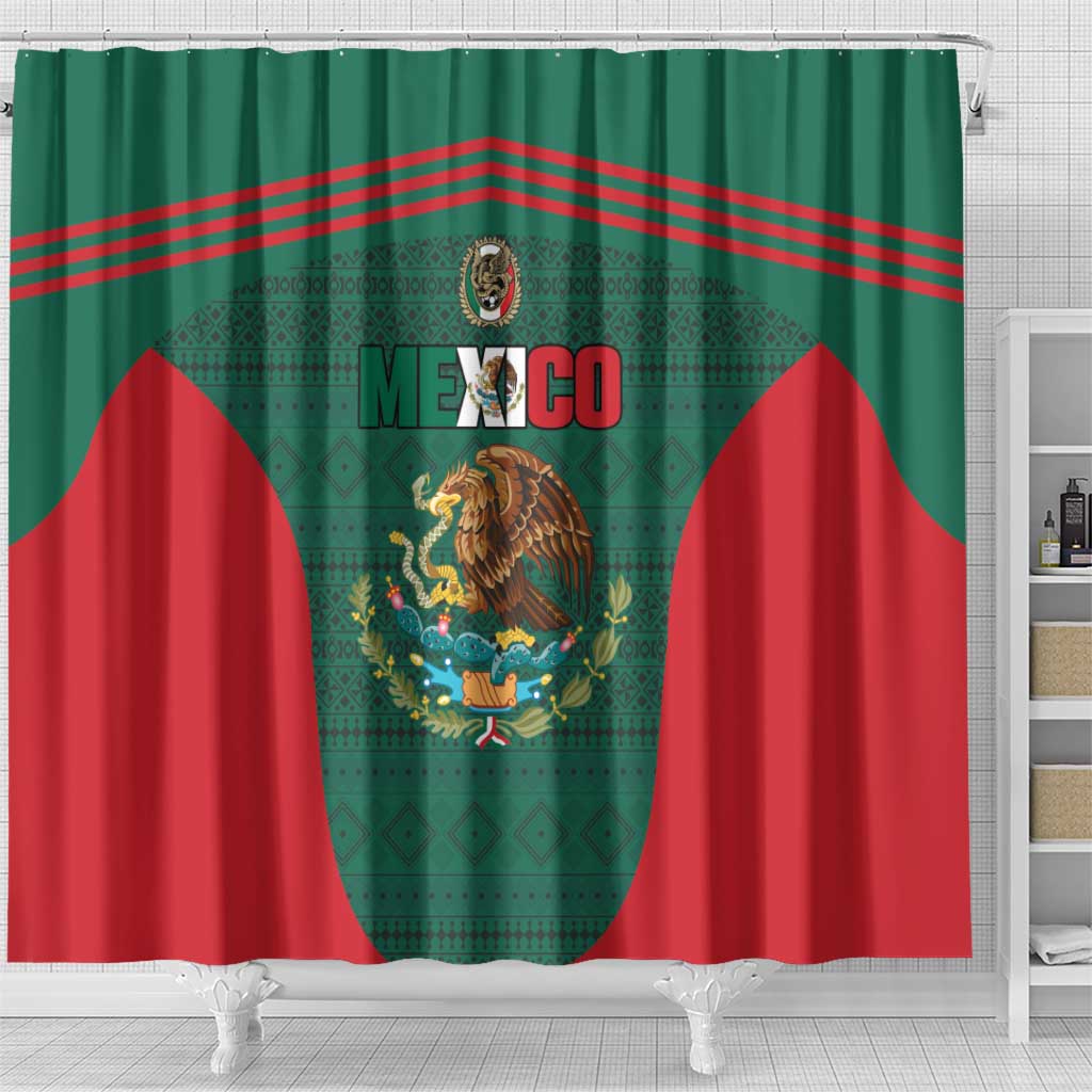 Mexico Football Shower Curtain Aztec Eagle Spirit - Wonder Print Shop