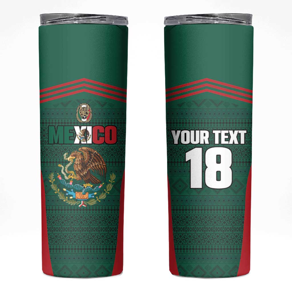 Custom Mexico Football Skinny Tumbler Aztec Eagle Spirit - Wonder Print Shop