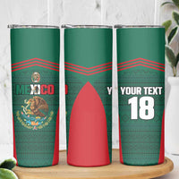 Custom Mexico Football Skinny Tumbler Aztec Eagle Spirit - Wonder Print Shop