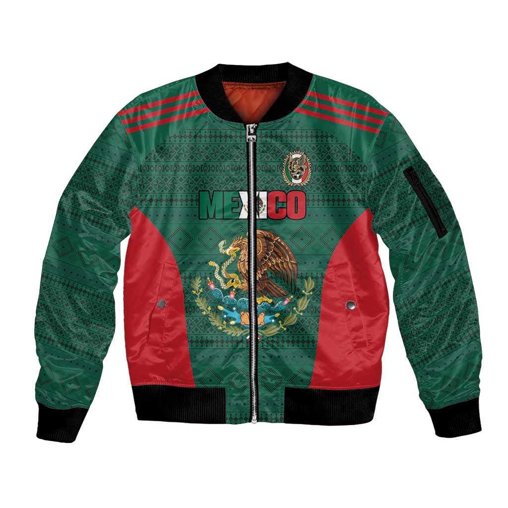 Custom Mexico Football Sleeve Zip Bomber Jacket Aztec Eagle Spirit - Wonder Print Shop