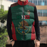 Custom Mexico Football Sleeveless Puffer Jacket Aztec Eagle Spirit - Wonder Print Shop