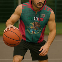 Custom Mexico Football Sleeveless Zip Hoodie Aztec Eagle Spirit - Wonder Print Shop
