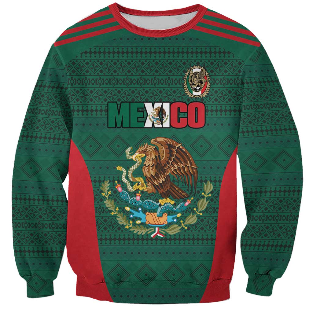 Custom Mexico Football Sweatshirt Aztec Eagle Spirit - Wonder Print Shop