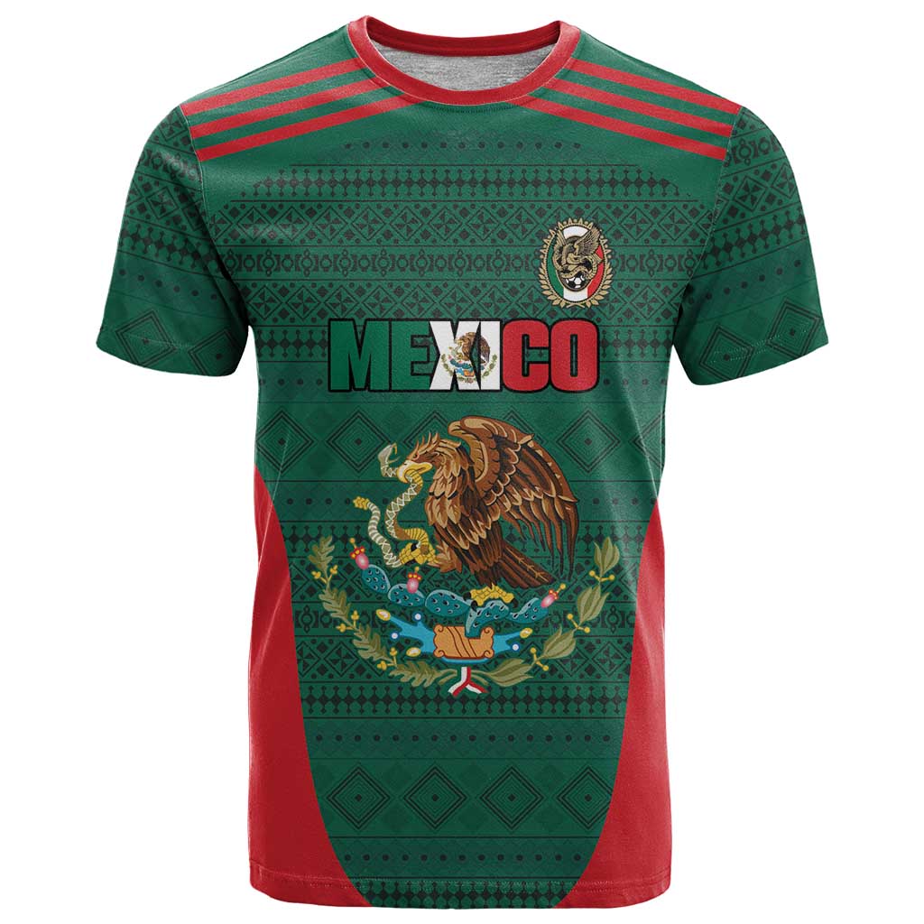 Custom Mexico Football T Shirt Aztec Eagle Spirit - Wonder Print Shop