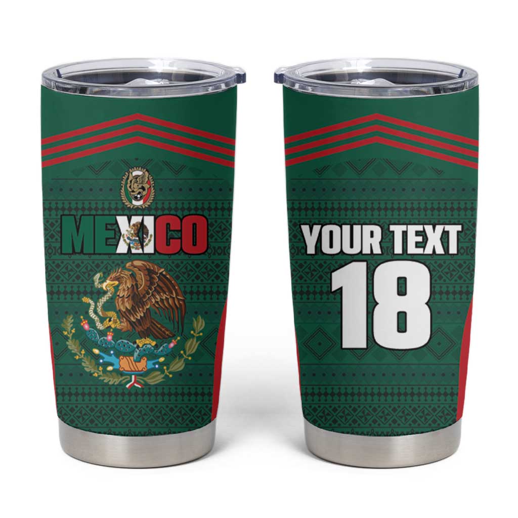 Custom Mexico Football Tumbler Cup Aztec Eagle Spirit - Wonder Print Shop