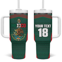 Custom Mexico Football Tumbler With Handle Aztec Eagle Spirit - Wonder Print Shop
