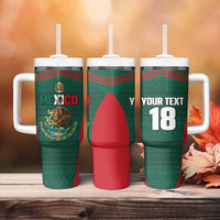 Custom Mexico Football Tumbler With Handle Aztec Eagle Spirit - Wonder Print Shop