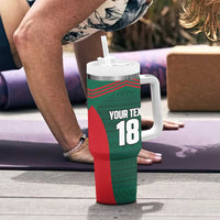 Custom Mexico Football Tumbler With Handle Aztec Eagle Spirit - Wonder Print Shop