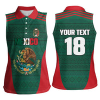 Custom Mexico Football Women Sleeveless Polo Shirt Aztec Eagle Spirit - Wonder Print Shop