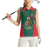 Custom Mexico Football Women Sleeveless Polo Shirt Aztec Eagle Spirit - Wonder Print Shop