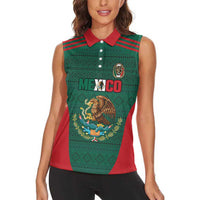 Custom Mexico Football Women Sleeveless Polo Shirt Aztec Eagle Spirit - Wonder Print Shop