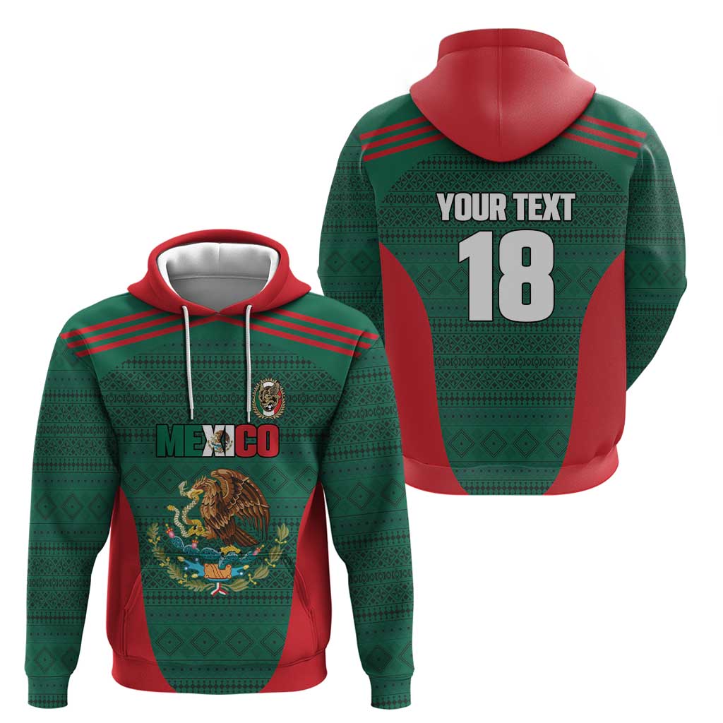 Custom Mexico Football Zip Hoodie Aztec Eagle Spirit - Wonder Print Shop