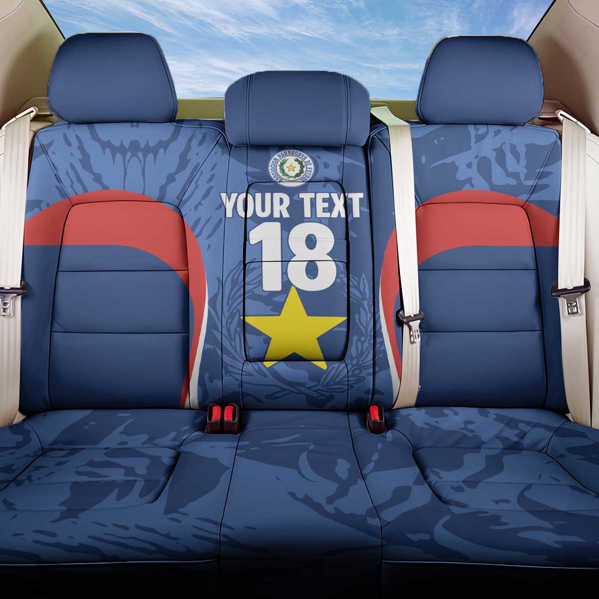 Custom Paraguay Football Back Car Seat Cover La Albirroja Pride - Wonder Print Shop