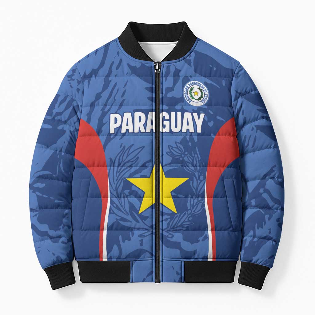 Custom Paraguay Football Bomber Puffer Jacket La Albirroja Pride - Wonder Print Shop