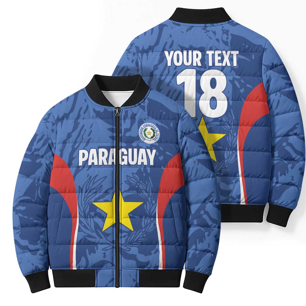 Custom Paraguay Football Bomber Puffer Jacket La Albirroja Pride - Wonder Print Shop