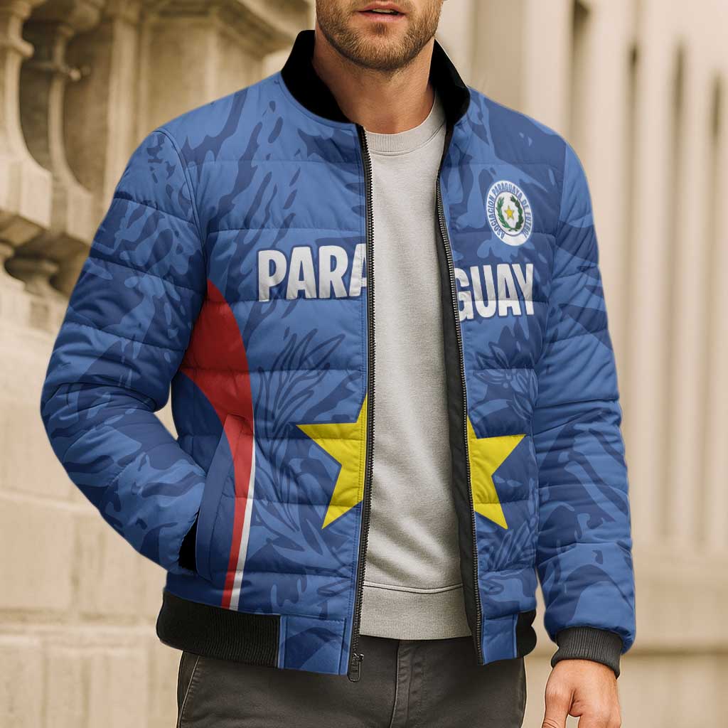 Custom Paraguay Football Bomber Puffer Jacket La Albirroja Pride - Wonder Print Shop