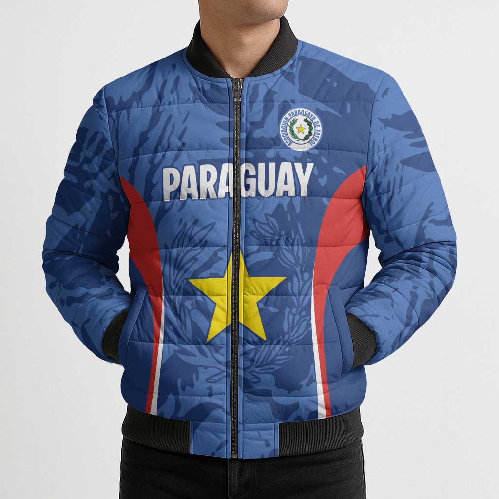 Custom Paraguay Football Bomber Puffer Jacket La Albirroja Pride - Wonder Print Shop