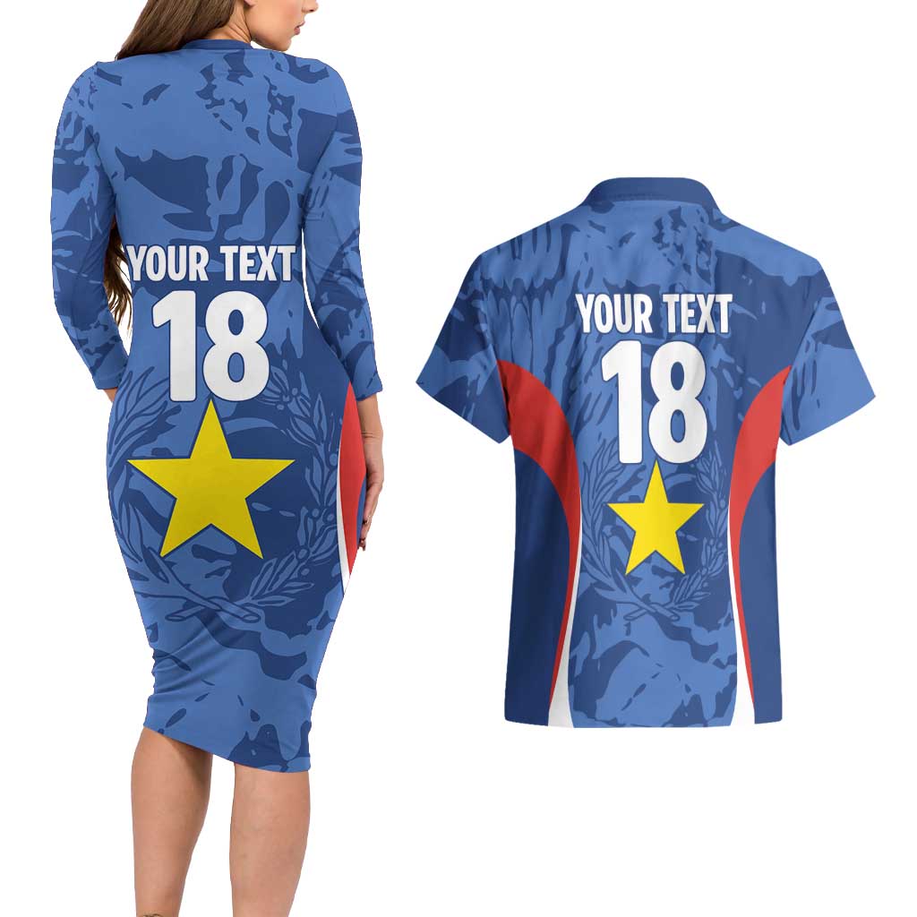 Custom Paraguay Football Couples Matching Long Sleeve Bodycon Dress and Hawaiian Shirt La Albirroja Pride - Wonder Print Shop