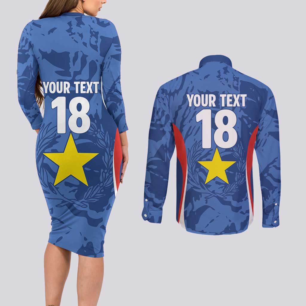 Custom Paraguay Football Couples Matching Long Sleeve Bodycon Dress and Long Sleeve Button Shirt La Albirroja Pride - Wonder Print Shop