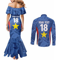Custom Paraguay Football Couples Matching Mermaid Dress and Long Sleeve Button Shirt La Albirroja Pride - Wonder Print Shop