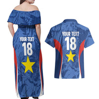 Custom Paraguay Football Couples Matching Off Shoulder Maxi Dress and Hawaiian Shirt La Albirroja Pride - Wonder Print Shop