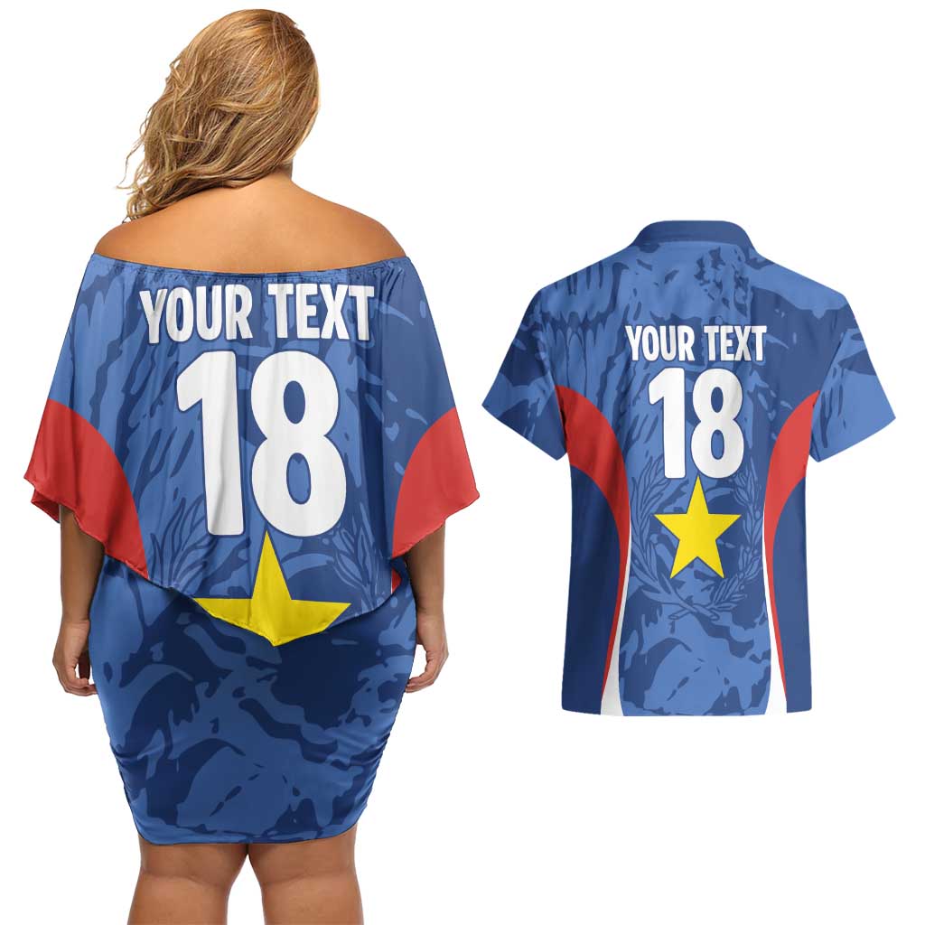 Custom Paraguay Football Couples Matching Off Shoulder Short Dress and Hawaiian Shirt La Albirroja Pride - Wonder Print Shop